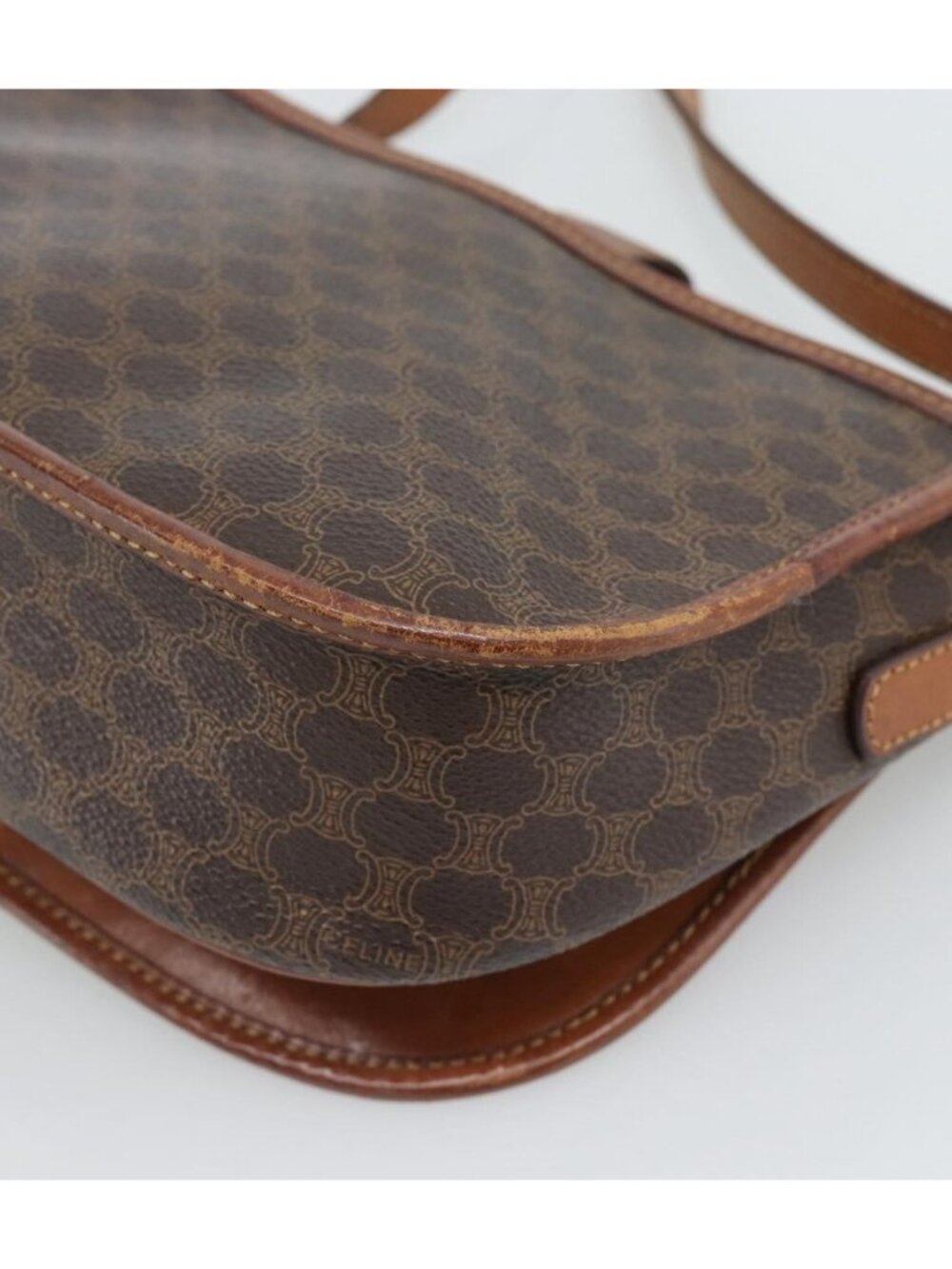 CELINE Macadam Canvas Shoulder Bag PVC Leather Brown Gold - Picture 11 of 16